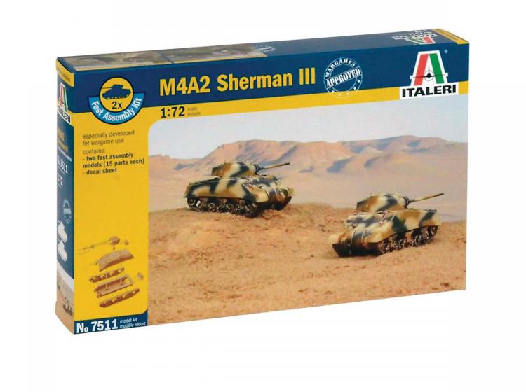 Танк США М4А2 Sherman III     2 штуки, сборка без клея